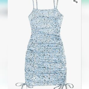 MakeMeChic Women's Ditsy Floral Print Drawstring Knot Side Bodycon  NWT Size XS